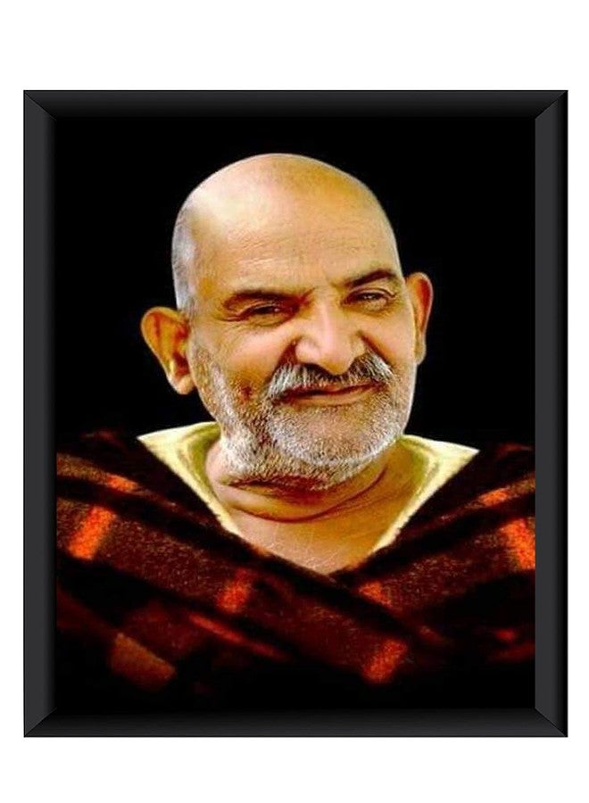 ZIG-ZAG zig zag Neem Karoli Baba Photo Picture Frame For Wall / table Size Meedium( 7x9 inches , Acrylic Glass) Black Vertical - Image 1